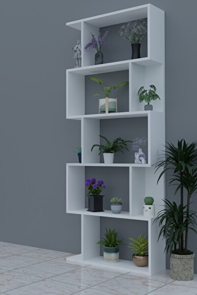 Remaks SCALA 5 RAFLI Çiçeklik Rafı Saksılık Standı Dekoratif Aksesuar Rafı Saksılık-BEYAZ