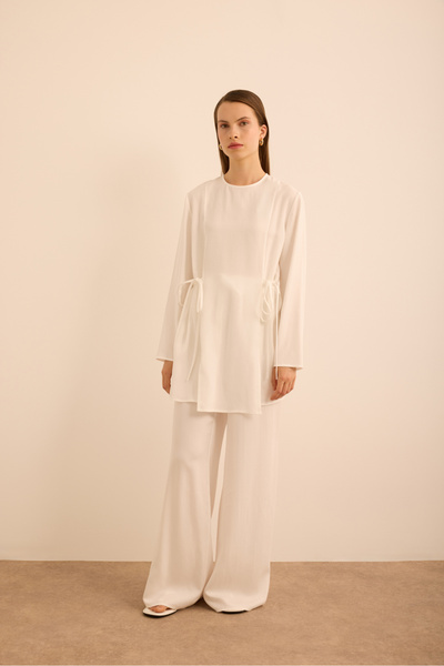 Aker Ekru Bağlama Detaylı Beli Lastikli Tweenset