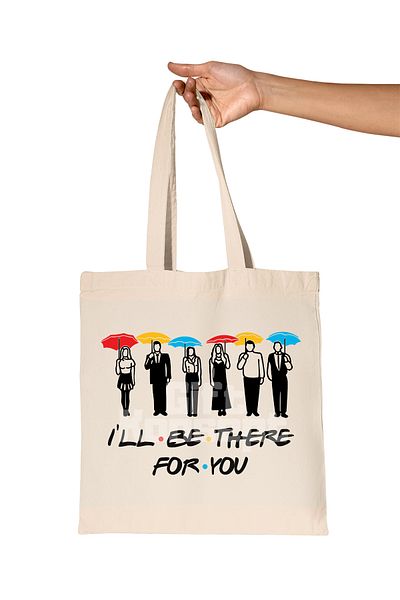 giftkonsept I'Ll Be There for You Printed Friends Organic Raw Cloth Bag