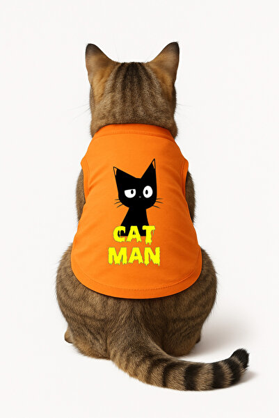 Buddy Store Cat Outfit Clothes Singlet - Catman Printed Orange Singlet - Size XL
