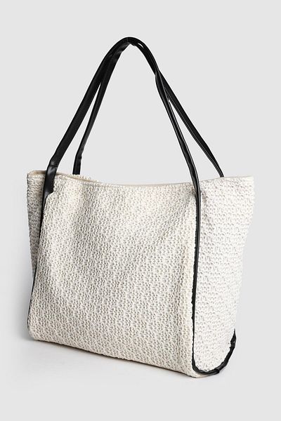 La La'Graccio Paris Lagraccio Paris Women's Aceo Straw-Knitted Oversized Shoulder Bag Knitted Cream Black