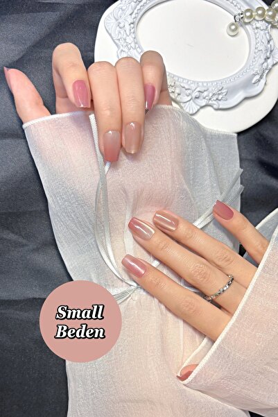 Easy Beauty SMALL Beden Ombre Kedi Gözü Kısa Küt 10 Adet Takma Tırnak Seti T003