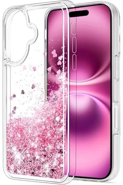 Generic 16 Case, Clear Design Bling Flowing Liquid Floating Sparkle Colourful Glitter Waterfall TPU Protecti