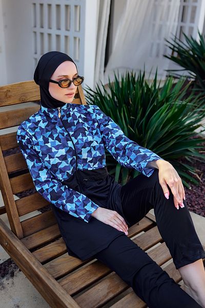 Remsa Mayo Full Covered Hijab Swimsuit Black R5100 Water