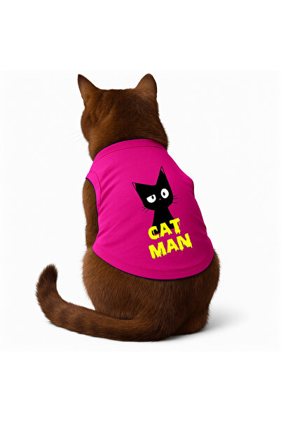 Buddy Store Cat Outfit Clothes Singlet - Catman Printed Pink Singlet - Size L