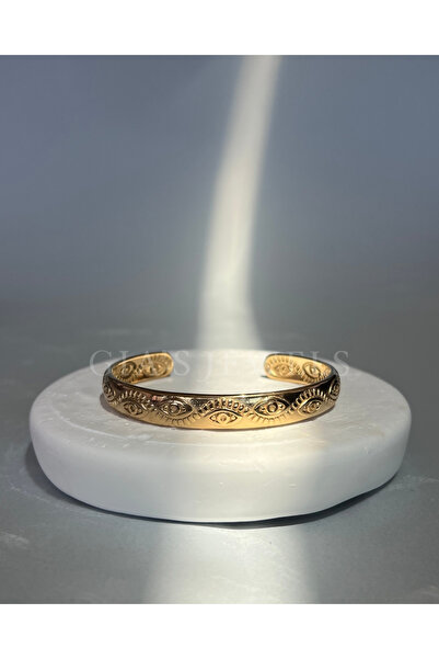 Generic Altın Kaplama Göz Motifli Bileklik – Minimalist ve Ayarlanabilir Zari...