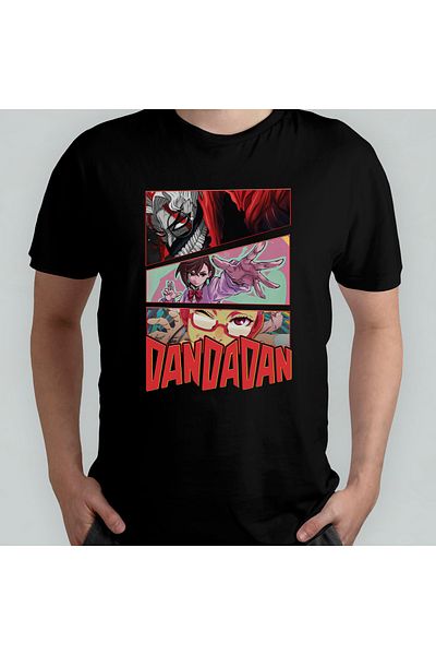 Pixxa Dandadan Unisex 100% Cotton Crew Neck T-Shirt Model 1