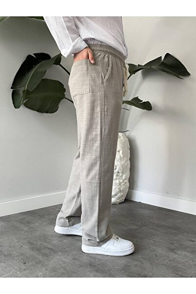 KHAYN ERKEK BOL KESİM PAMUKLU YAZLIK LASTİKLİ BEL KETEN PANTALON KHKP2050