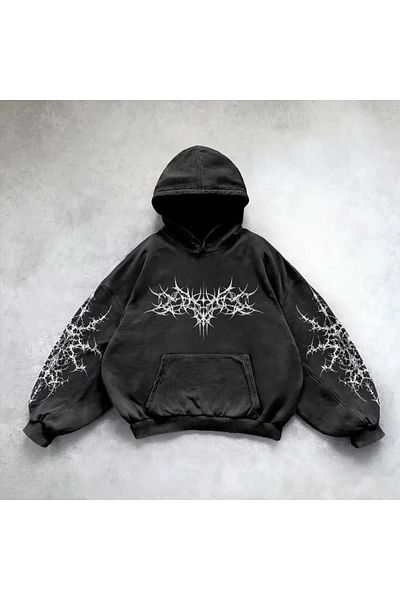 1blood Washable Punk Gothic Hooded Sweatshirt