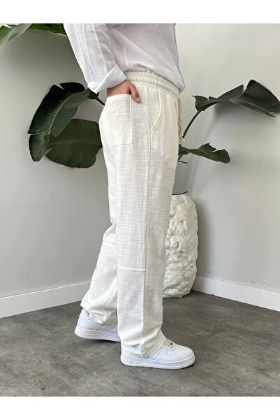 KHAYN ERKEK BOL KESİM PAMUKLU YAZLIK LASTİKLİ BEL KETEN PANTALON KHKP2050