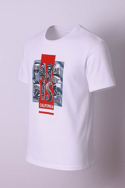 trender Ανδρικό μπλουζάκι Paradise Print Λευκό