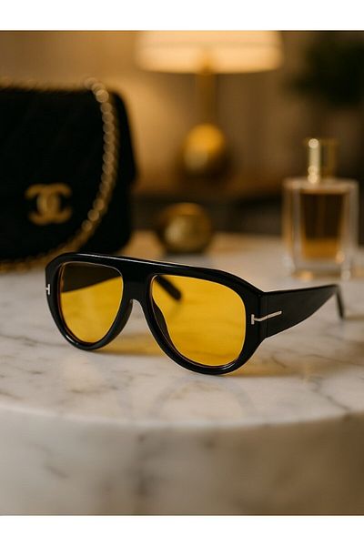 Lexi Bella Yellow Glass Black Frame Elite Star Women's Sunglasses Uv 400 Protection Ce Certified Sunglasses