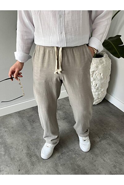 KHAYN ERKEK BOL KESİM PAMUKLU YAZLIK LASTİKLİ BEL KETEN PANTALON KHKP2050