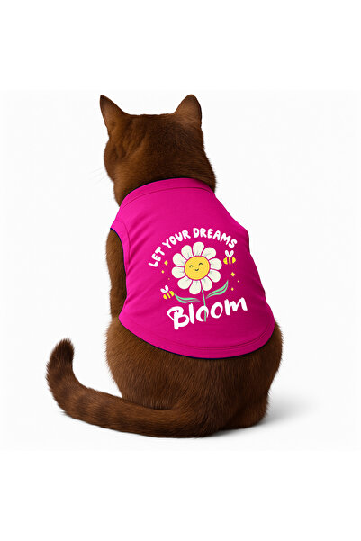 Buddy Store Cat Outfit Clothes Singlet - Bloom Printed Pink Singlet - Size L