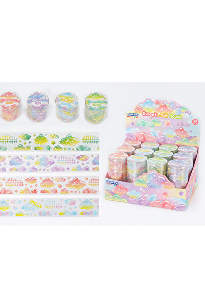 Polin Dekoratif Gökkuşağı Sticker Bant Seti, 4,8 cm x 1,75 m, 4 Farklı Renk