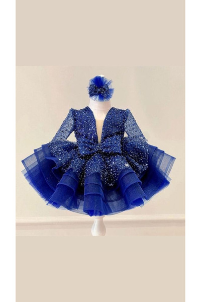 Tuğçe Şahin LACİVERT BONCUK PAYETLİ ABİYE ELBİSE DOĞUM GÜNÜ