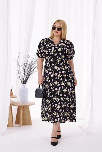 Siyezen فستان بياقة الطفل وخصر مطاطي