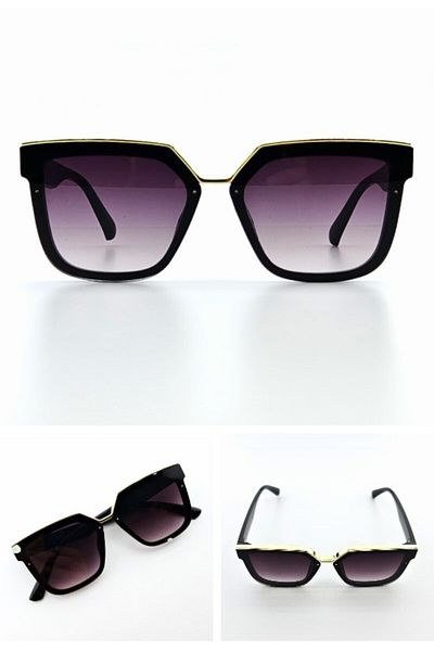 Lexi Bella Gold Top Black Frame Medium Size Women's Sunglasses Uv 400 Protection Ce Certified Sun Glasses