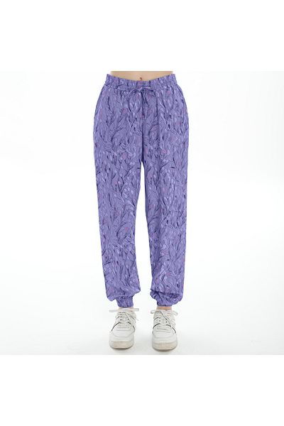 ASN concept Women's Patterned Lilac Color Trousers with Elastic Legs (with Plus Size Option)