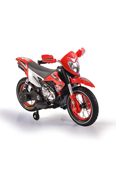 Moni Motocicletă electrică copii Super Moto Red 6V –cu lumini, muzică și anve...