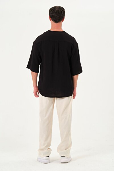 RELAXL 100% Cotton Şile Cloth Loose Long Leg Loose Fit Cream Trousers