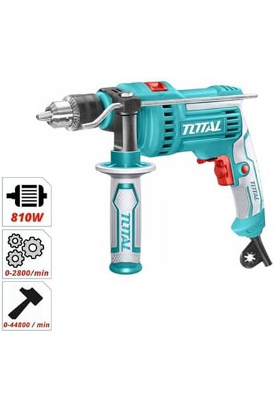 TOTAL TG1081316 810W Impact Drill Machine, 2800rpm, 13mm Chuck, 220/240V, Heavy Duty Hammer Drill