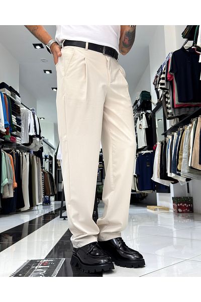 higo Baggy Fit Pile Detailed Men's Trousers