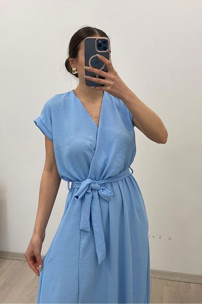 Nazline Women's Double Breasted Collar Belted Dress