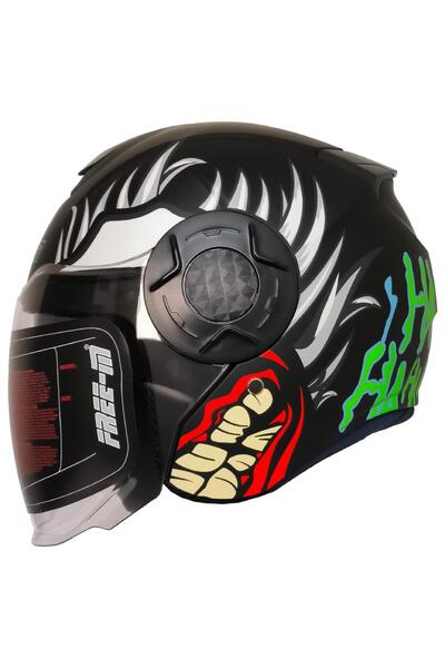 Free-M FR-665 Yarım Kask – X-BLADE Desen, Güneş Vizörlü, CE Belgeli