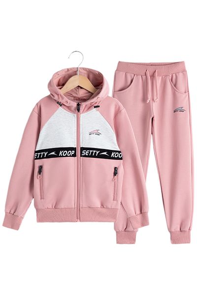 SETTY KOOP Girls' Tracksuit Set- 2-Piece Hoodie & Joggers,Color Block Design