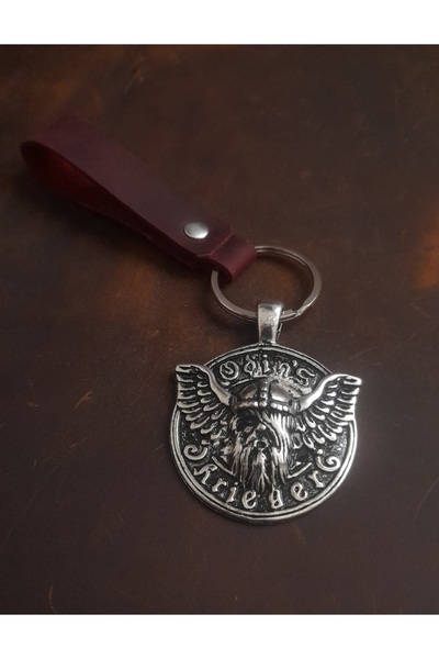 E&F Takı سلسلة مفاتيح من الجلد الطبيعي بتصميم ODIN'S المتميز