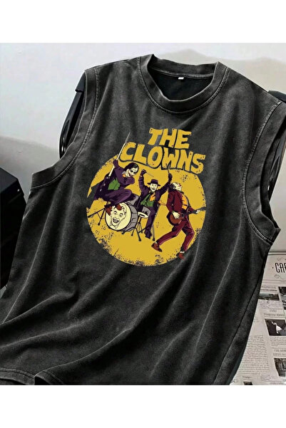 weywot تي شيرت The Clowns Athlete برقبة دائرية مغسول عتيق للجنسين مقاس كبير