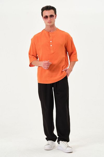 RELAXL 100% Cotton Şile Cloth Loose Long Leg Oversize Black Trousers