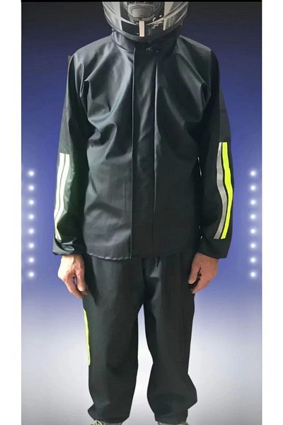 dododan Unisex Full Fit Biker Courier Waterproof Raincoat Suit - Black