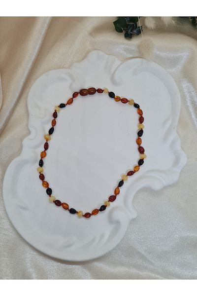 ZEYM COLLECTION Real Amber Necklace for Baby and Children – Mixed Color & Screw Safety Closure