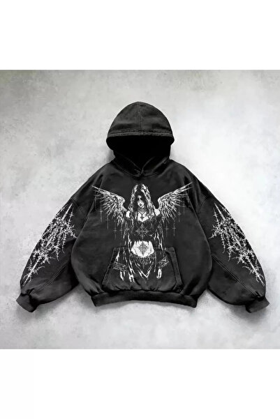weywot Світшот з капюшоном Angel Wings Women Gothic, що можна прати