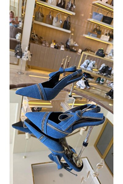 DUYGUSHOESBAG Fermuar Detaylı Arkası Açık Model Kadın Stiletto