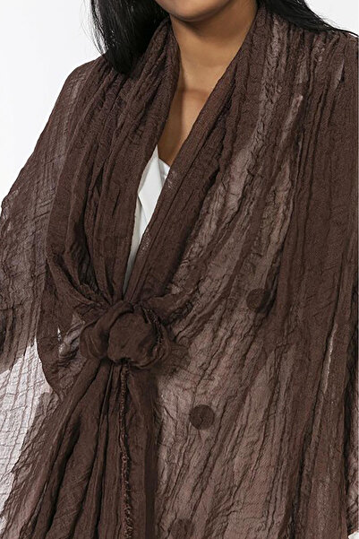 Neşeli Butik kadın kahve müslin kumaş şal pareo NBMHT02