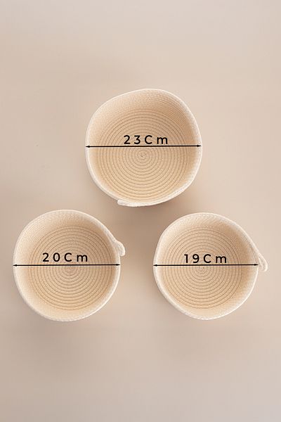 dekomall home & living Multi-Purpose 3-Piece Basket, Kitchen and Bathroom Organizer Basket, Diameter; 23 Cm, 20 Cm, 19 Cm-Gray
