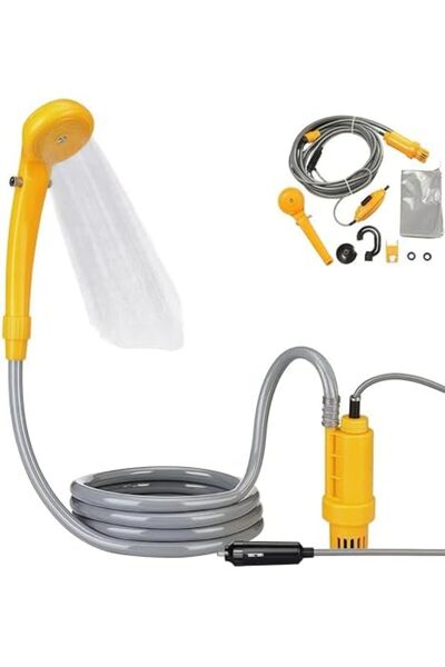 Generic طقم دش كهربائي محمول ١٢ فولت للتخييم والسفر والحيوانات الأليفة وتنظيف السيارة - DENX DX3612