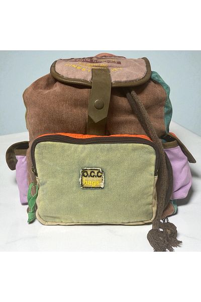 Old Cotton Quality Single Eyed Vintage Casual Design Unisex Backpack Daily School Trip Camping Trekking Bag 29Cmx36Cm