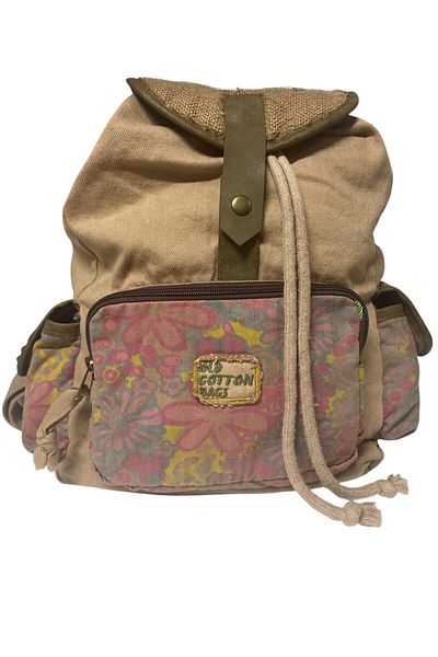 Old Cotton Quality Single Eyed Vintage Casual Design Unisex Backpack Daily School Trip Camping Trekking Bag 29Cmx36Cm