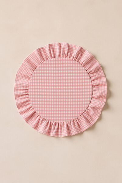 Selenica 1 Adet Pembe Pötikare Fırfırlı Supla | Shabby Chic Yuvarlak Amerikan Servis 40 cm