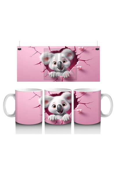 Luluyen طفل كوالا ينظر من خلال جدار وردي – كوب قهوة مطبوع