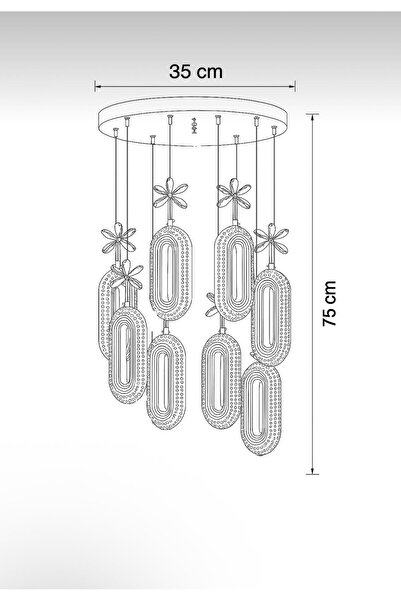 Litra Lighting Alfa Led 8'li Gold 3 Renk Modu Ledli Kristal Taşlı Modern Led Avize