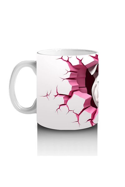 Luluyen Bulldog through the Pink Explosion Wall – Printed Coffee Mug