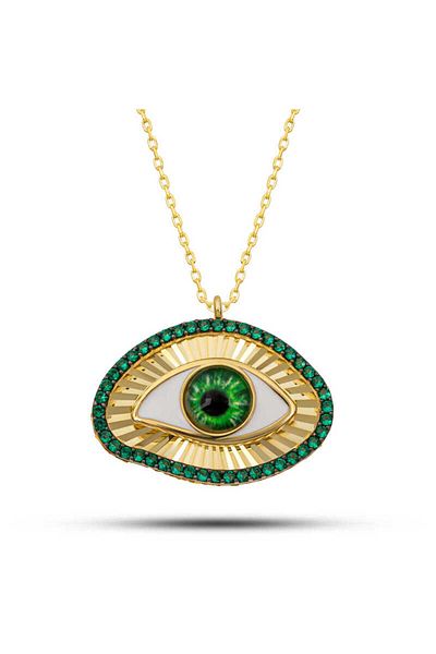 norsary Silver Gold Emerald Eye Protector Women's Necklace