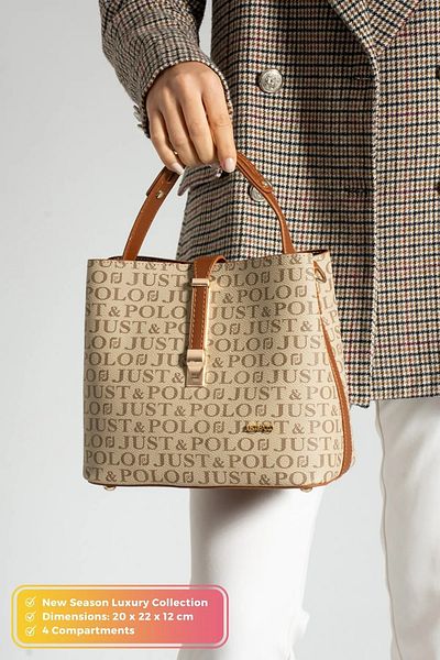 Just Polo Women's Medium Size Waterproof Faux Leather Printed Hand and Shoulder Bag Shopper 342055Pc