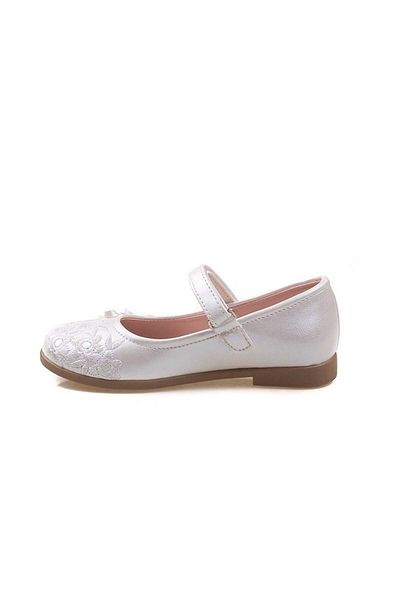 m2s White Girl's Embroidered Ballerinas