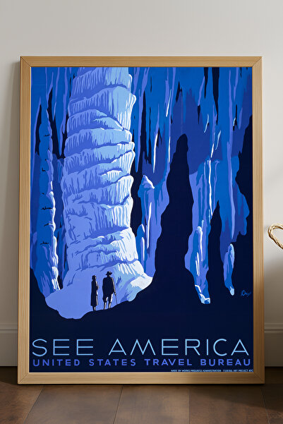 Duvarda Αφίσα με φυσικό ξύλινο πλαίσιο See America, διακοσμητικός πίνακας τοί...
